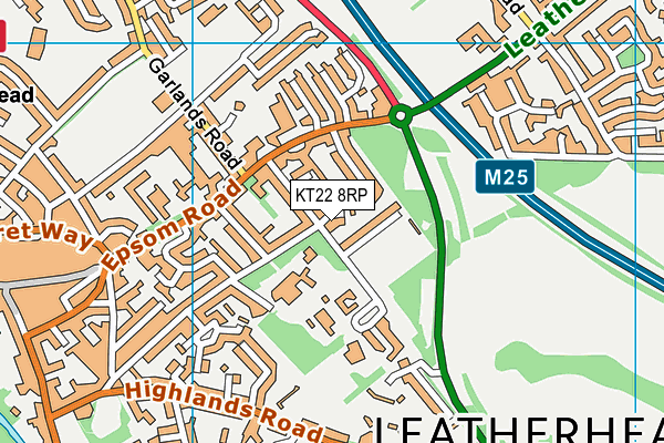 KT22 8RP map - OS VectorMap District (Ordnance Survey) KT22 8RP map - OS VectorMap District (Ordnance Survey)