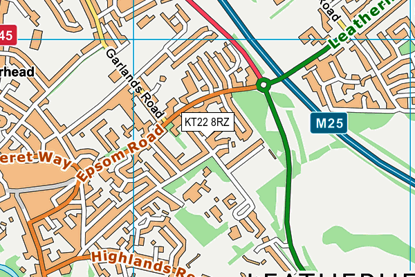 KT22 8RZ map - OS VectorMap District (Ordnance Survey) KT22 8RZ map - OS VectorMap District (Ordnance Survey)