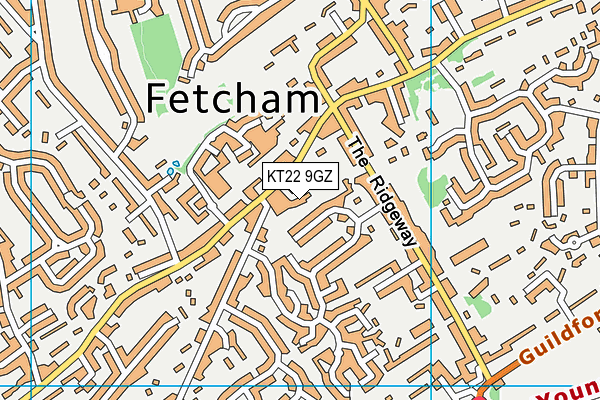 KT22 9GZ map - OS VectorMap District (Ordnance Survey) KT22 9GZ map - OS VectorMap District (Ordnance Survey)