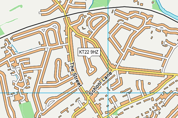 KT22 9HZ map - OS VectorMap District (Ordnance Survey)