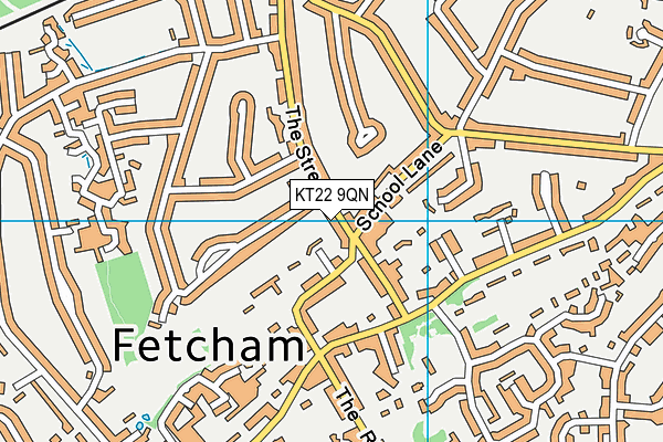 KT22 9QN map - OS VectorMap District (Ordnance Survey)