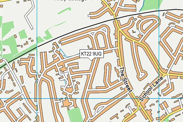 KT22 9UQ map - OS VectorMap District (Ordnance Survey) KT22 9UQ map - OS VectorMap District (Ordnance Survey)