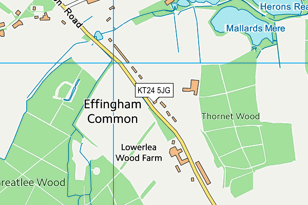 KT24 5JG map - OS VectorMap District (Ordnance Survey)