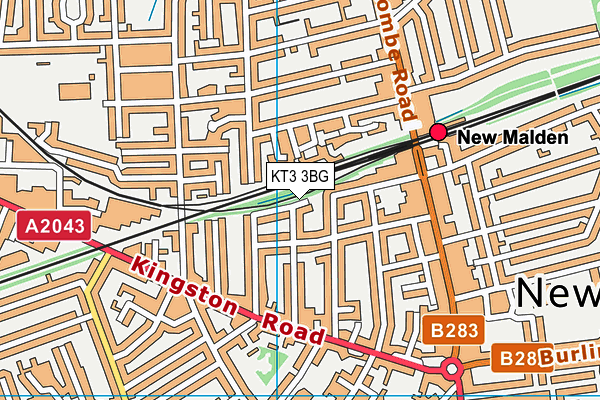 KT3 3BG map - OS VectorMap District (Ordnance Survey) KT3 3BG map - OS VectorMap District (Ordnance Survey)