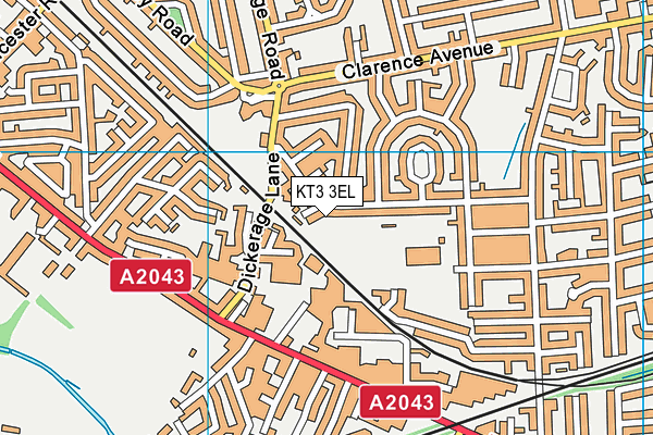 KT3 3EL map - OS VectorMap District (Ordnance Survey) KT3 3EL map - OS VectorMap District (Ordnance Survey)