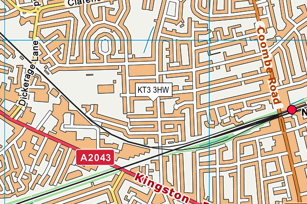 KT3 3HW map - OS VectorMap District (Ordnance Survey) KT3 3HW map - OS VectorMap District (Ordnance Survey)