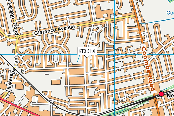 KT3 3HX map - OS VectorMap District (Ordnance Survey) KT3 3HX map - OS VectorMap District (Ordnance Survey)