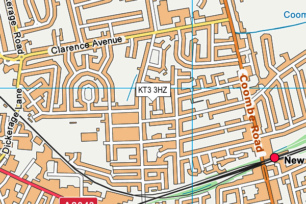 KT3 3HZ map - OS VectorMap District (Ordnance Survey) KT3 3HZ map - OS VectorMap District (Ordnance Survey)