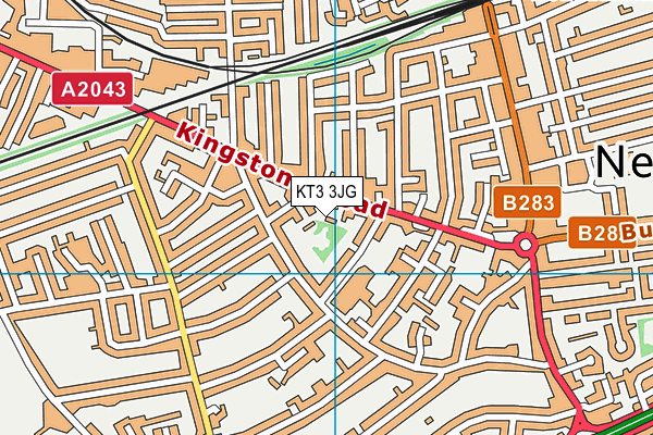 KT3 3JG map - OS VectorMap District (Ordnance Survey) KT3 3JG map - OS VectorMap District (Ordnance Survey)