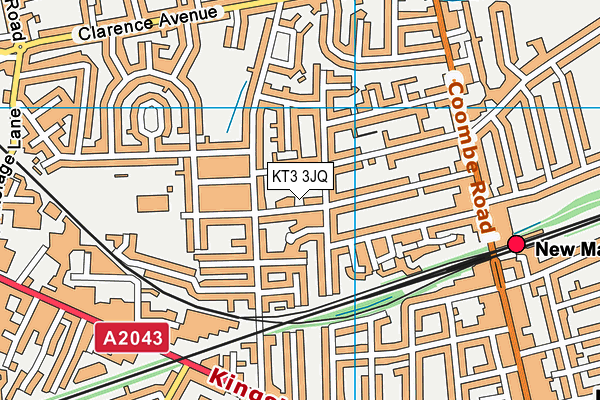 KT3 3JQ map - OS VectorMap District (Ordnance Survey) KT3 3JQ map - OS VectorMap District (Ordnance Survey)