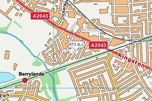 KT3 3LJ map - OS VectorMap District (Ordnance Survey) KT3 3LJ map - OS VectorMap District (Ordnance Survey)
