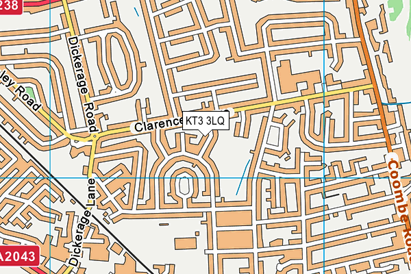 KT3 3LQ map - OS VectorMap District (Ordnance Survey) KT3 3LQ map - OS VectorMap District (Ordnance Survey)