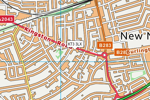 KT3 3LX map - OS VectorMap District (Ordnance Survey) KT3 3LX map - OS VectorMap District (Ordnance Survey)