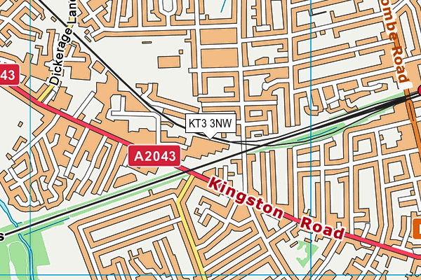 KT3 3NW map - OS VectorMap District (Ordnance Survey) KT3 3NW map - OS VectorMap District (Ordnance Survey)