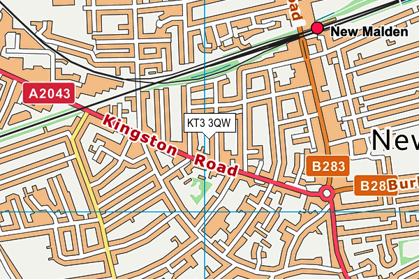 KT3 3QW map - OS VectorMap District (Ordnance Survey) KT3 3QW map - OS VectorMap District (Ordnance Survey)