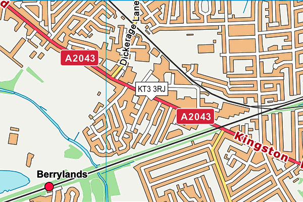 KT3 3RJ map - OS VectorMap District (Ordnance Survey) KT3 3RJ map - OS VectorMap District (Ordnance Survey)