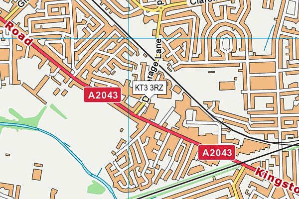 KT3 3RZ map - OS VectorMap District (Ordnance Survey) KT3 3RZ map - OS VectorMap District (Ordnance Survey)