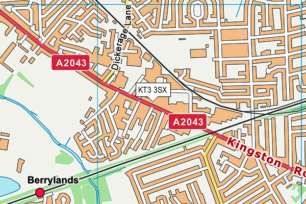 KT3 3SX map - OS VectorMap District (Ordnance Survey) KT3 3SX map - OS VectorMap District (Ordnance Survey)
