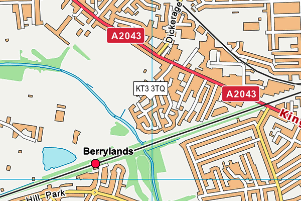 KT3 3TQ map - OS VectorMap District (Ordnance Survey) KT3 3TQ map - OS VectorMap District (Ordnance Survey)