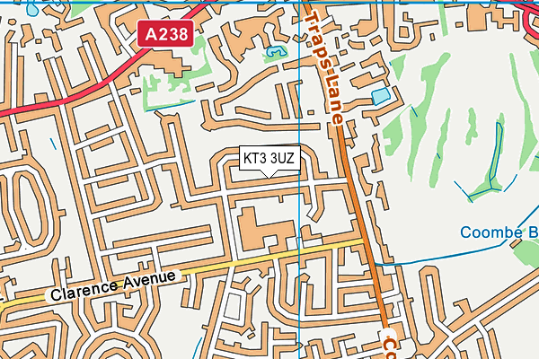 KT3 3UZ map - OS VectorMap District (Ordnance Survey) KT3 3UZ map - OS VectorMap District (Ordnance Survey)