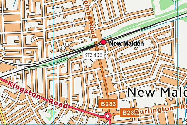 KT3 4DE map - OS VectorMap District (Ordnance Survey) KT3 4DE map - OS VectorMap District (Ordnance Survey)