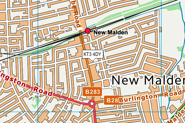 KT3 4DY map - OS VectorMap District (Ordnance Survey) KT3 4DY map - OS VectorMap District (Ordnance Survey)