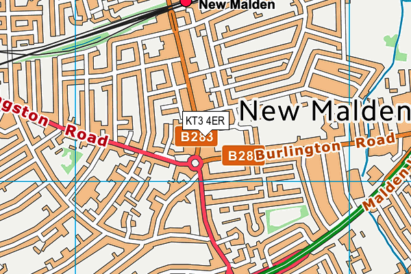 KT3 4ER map - OS VectorMap District (Ordnance Survey) KT3 4ER map - OS VectorMap District (Ordnance Survey)