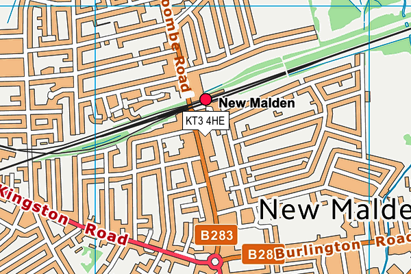 KT3 4HE map - OS VectorMap District (Ordnance Survey) KT3 4HE map - OS VectorMap District (Ordnance Survey)