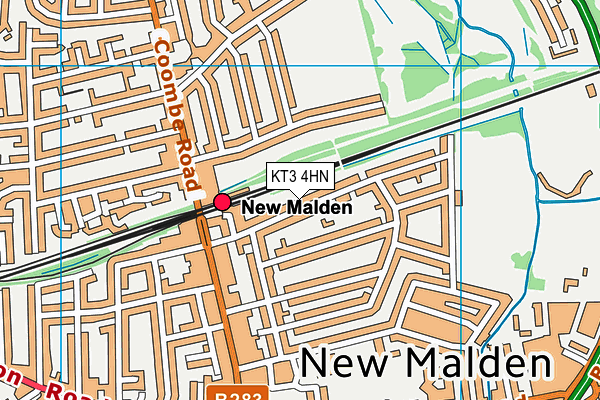 KT3 4HN map - OS VectorMap District (Ordnance Survey) KT3 4HN map - OS VectorMap District (Ordnance Survey)