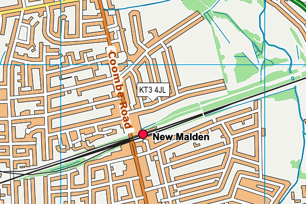 KT3 4JL map - OS VectorMap District (Ordnance Survey) KT3 4JL map - OS VectorMap District (Ordnance Survey)