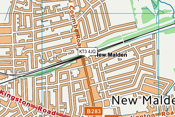 KT3 4JQ map - OS VectorMap District (Ordnance Survey) KT3 4JQ map - OS VectorMap District (Ordnance Survey)