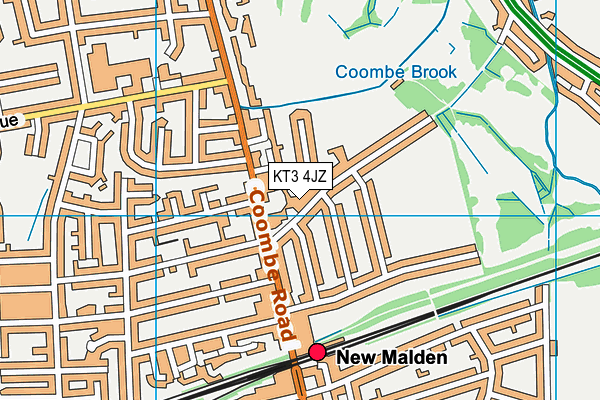 KT3 4JZ map - OS VectorMap District (Ordnance Survey) KT3 4JZ map - OS VectorMap District (Ordnance Survey)