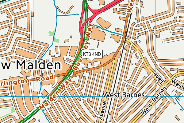 KT3 4ND map - OS VectorMap District (Ordnance Survey) KT3 4ND map - OS VectorMap District (Ordnance Survey)