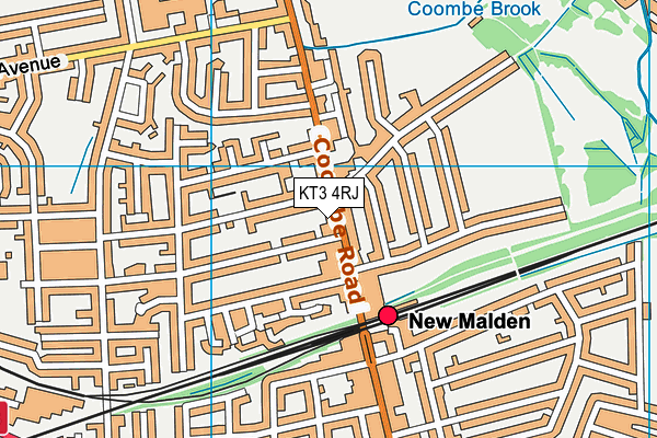 KT3 4RJ map - OS VectorMap District (Ordnance Survey) KT3 4RJ map - OS VectorMap District (Ordnance Survey)