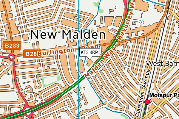 KT3 4RP map - OS VectorMap District (Ordnance Survey) KT3 4RP map - OS VectorMap District (Ordnance Survey)