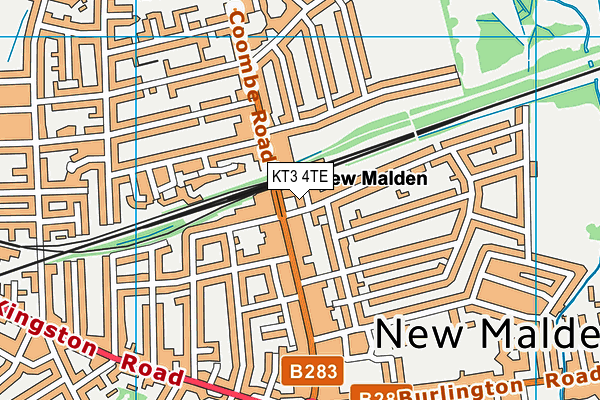 KT3 4TE map - OS VectorMap District (Ordnance Survey) KT3 4TE map - OS VectorMap District (Ordnance Survey)