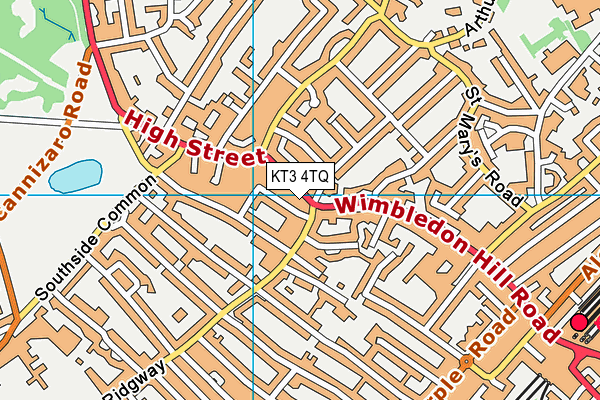 KT3 4TQ map - OS VectorMap District (Ordnance Survey) KT3 4TQ map - OS VectorMap District (Ordnance Survey)