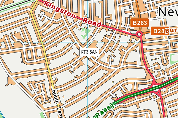 KT3 5AN map - OS VectorMap District (Ordnance Survey) KT3 5AN map - OS VectorMap District (Ordnance Survey)