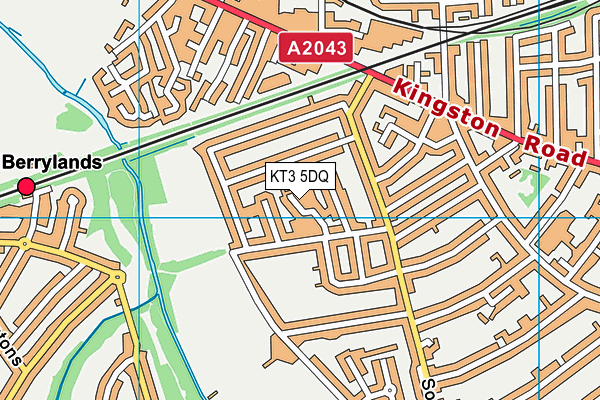 KT3 5DQ map - OS VectorMap District (Ordnance Survey) KT3 5DQ map - OS VectorMap District (Ordnance Survey)