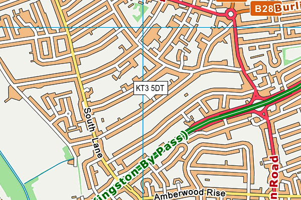 KT3 5DT map - OS VectorMap District (Ordnance Survey) KT3 5DT map - OS VectorMap District (Ordnance Survey)