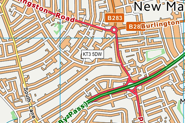 KT3 5DW map - OS VectorMap District (Ordnance Survey) KT3 5DW map - OS VectorMap District (Ordnance Survey)