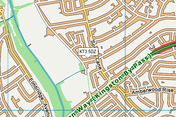 KT3 5DZ map - OS VectorMap District (Ordnance Survey) KT3 5DZ map - OS VectorMap District (Ordnance Survey)