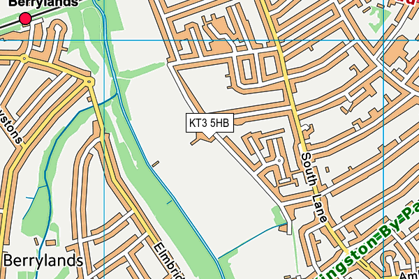 KT3 5HB map - OS VectorMap District (Ordnance Survey) KT3 5HB map - OS VectorMap District (Ordnance Survey)