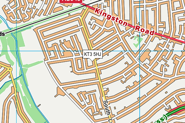 KT3 5HJ map - OS VectorMap District (Ordnance Survey) KT3 5HJ map - OS VectorMap District (Ordnance Survey)