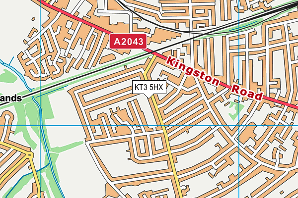 KT3 5HX map - OS VectorMap District (Ordnance Survey) KT3 5HX map - OS VectorMap District (Ordnance Survey)