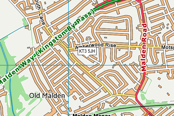KT3 5JH map - OS VectorMap District (Ordnance Survey) KT3 5JH map - OS VectorMap District (Ordnance Survey)