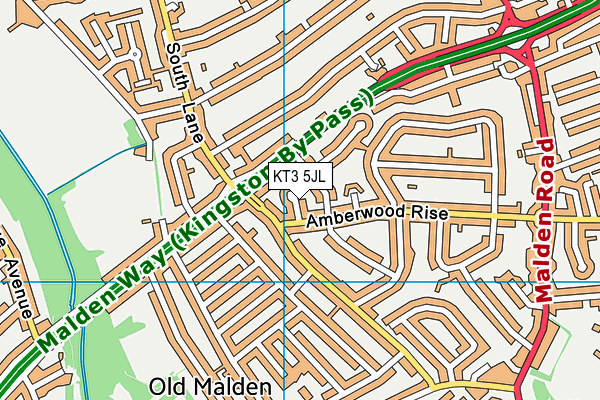 KT3 5JL map - OS VectorMap District (Ordnance Survey) KT3 5JL map - OS VectorMap District (Ordnance Survey)