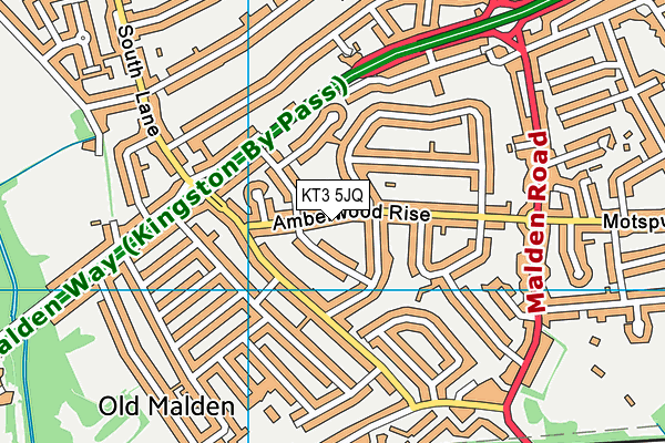 KT3 5JQ map - OS VectorMap District (Ordnance Survey) KT3 5JQ map - OS VectorMap District (Ordnance Survey)