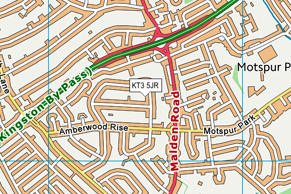 KT3 5JR map - OS VectorMap District (Ordnance Survey) KT3 5JR map - OS VectorMap District (Ordnance Survey)