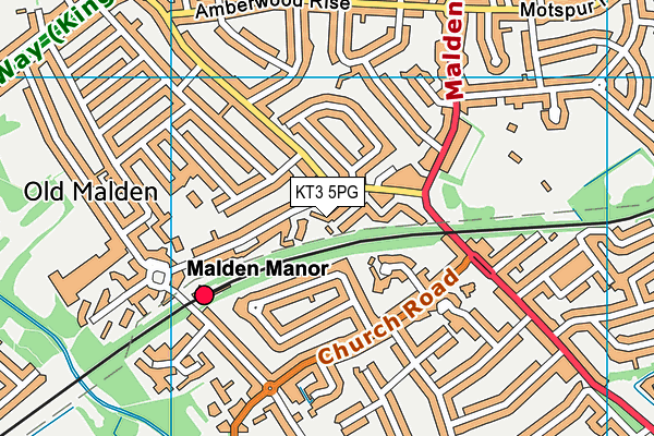 KT3 5PG map - OS VectorMap District (Ordnance Survey) KT3 5PG map - OS VectorMap District (Ordnance Survey)